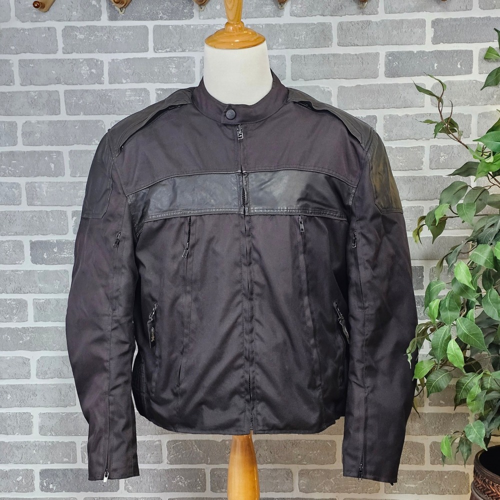 Xelement 3XL Motorcycle Jacket‎ Zip Out Liner Vented Mens Black Riding Coat